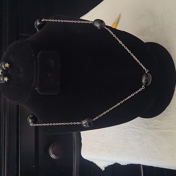 Necklace and earrings set, onyx and 925,17 inches - Picture 3 of 9